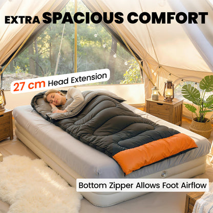 Sleeping Bag for Adults, Lightweight & Compact Sleeping Bag, 3 Seasons, Grey