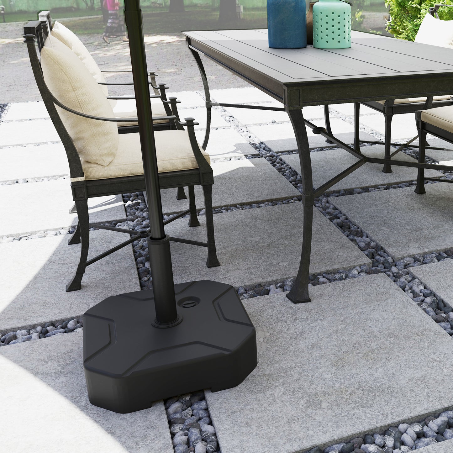 Square Garden Parasol Base, Garden Umbrella Stand Heavy Duty Parasol Base, Filled Up to 25kg with Sand or 20kg