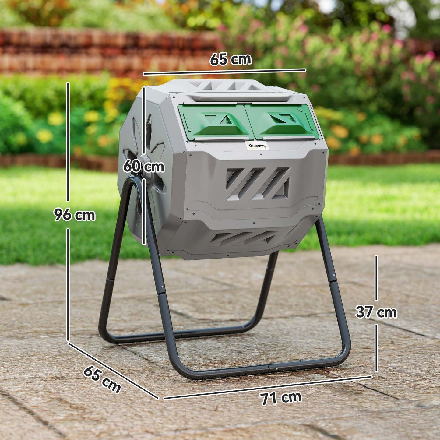 160L 360° Rotating Dual Chamber Composter - Grey