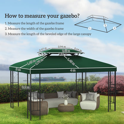 Gazebo Roof Replacement, for 3 x 4m Frames - Green