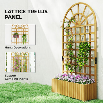 Wooden Raised Planter with Trellis, Raised Bed for Garden with Lattice and Drainage Holes for Climbing Plants