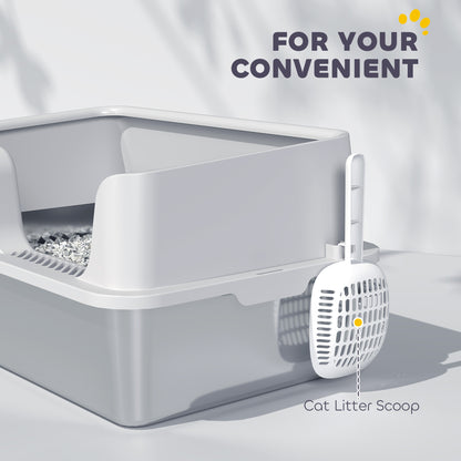 Stainless Steel Litter Box with Detachable Rim, Scoop, Easy Cleaning, Odour-Resistant, 60 x 40 x 28 cm