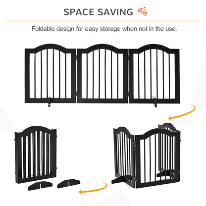 Freestanding Dog Gate Wooden Stair Gate for Dogs with Support Feet Foldable Pet Fence Safety Barrier for the House Doorway St