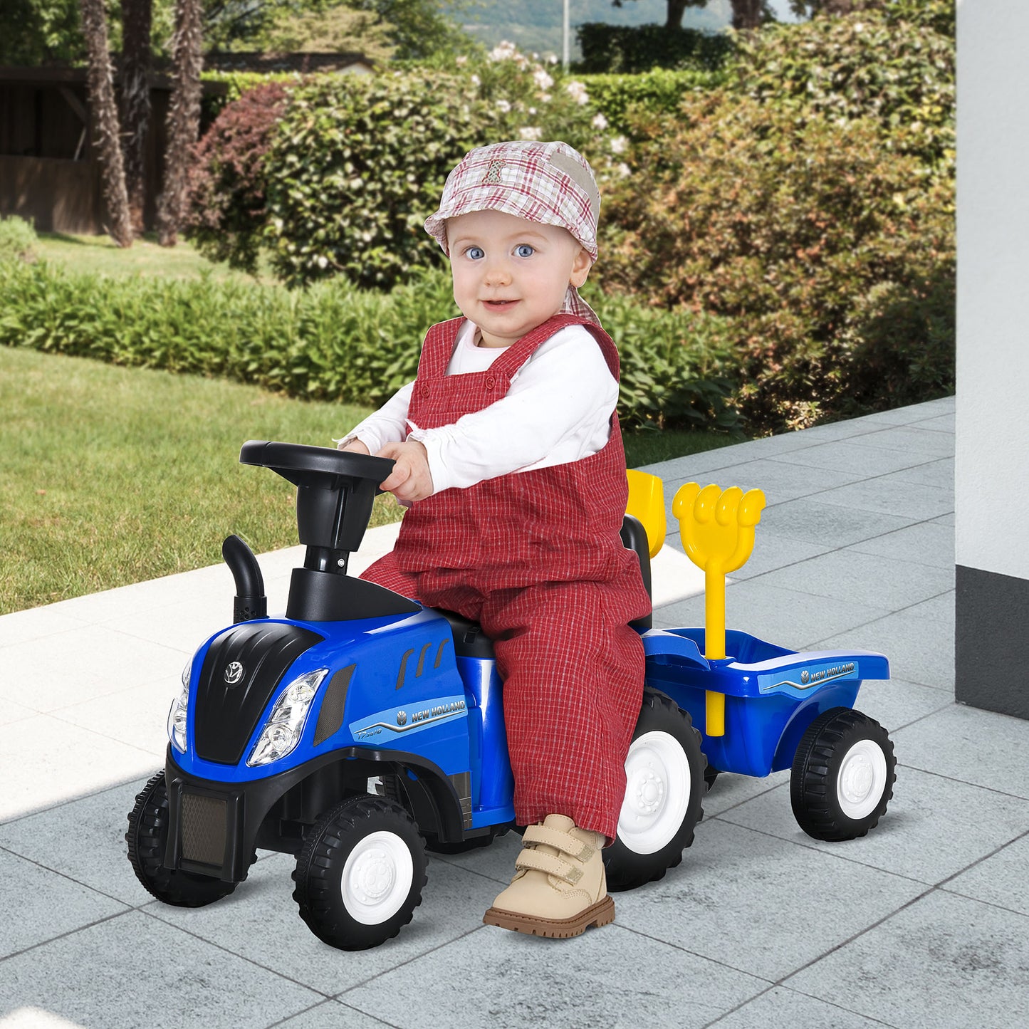 Ride On Tractor Toddler Walker Foot To Floor Slider w/ Horn Storage Steering Wheel for 1-3 Years Old Blue