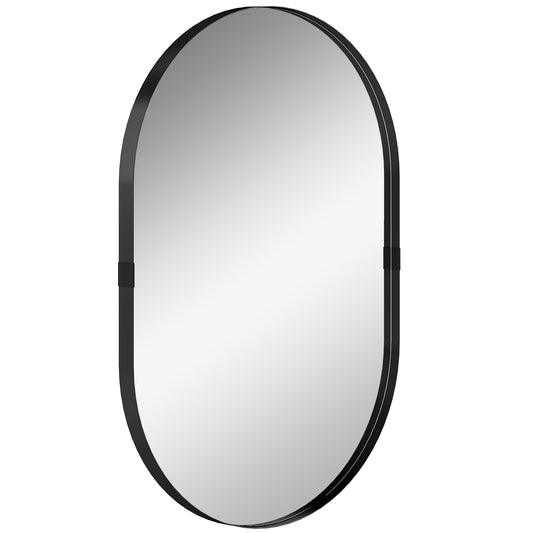Wall Mirror, Bathroom Mirror with Elevated Aluminium Alloy Frame, 60 x 90 cm, Black