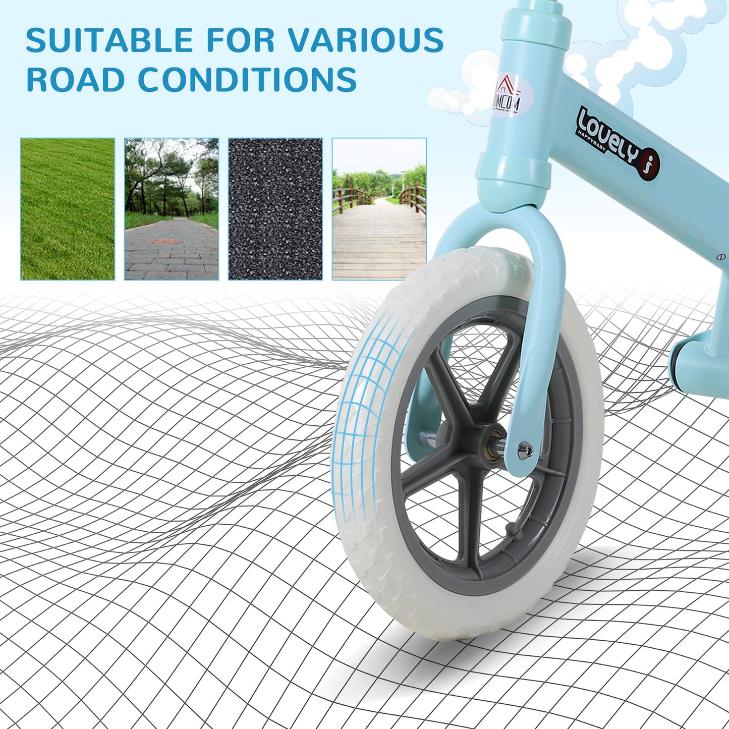 12" Kids Balance Bike No Pedal Bicycle EVA Tyre Adjustable Seat Toddler Training Bike W/ Shock Absorber 2