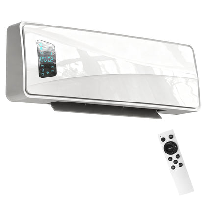 2000W Ceramic Electric Heater with Fan, Adjustable Thermostat, Wall Mounted - White