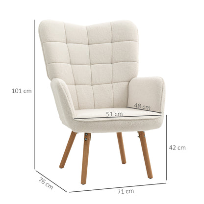 Modern Accent Chair, Upholstered High Back Armchair with Tufted Wingback, Seat Padding
