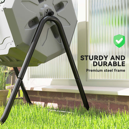 160L 360° Rotating Dual Chamber Composter - Grey