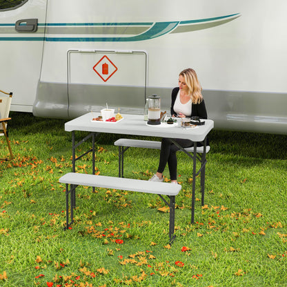 Three-Piece Folding Picnic Table and Bench Set - White