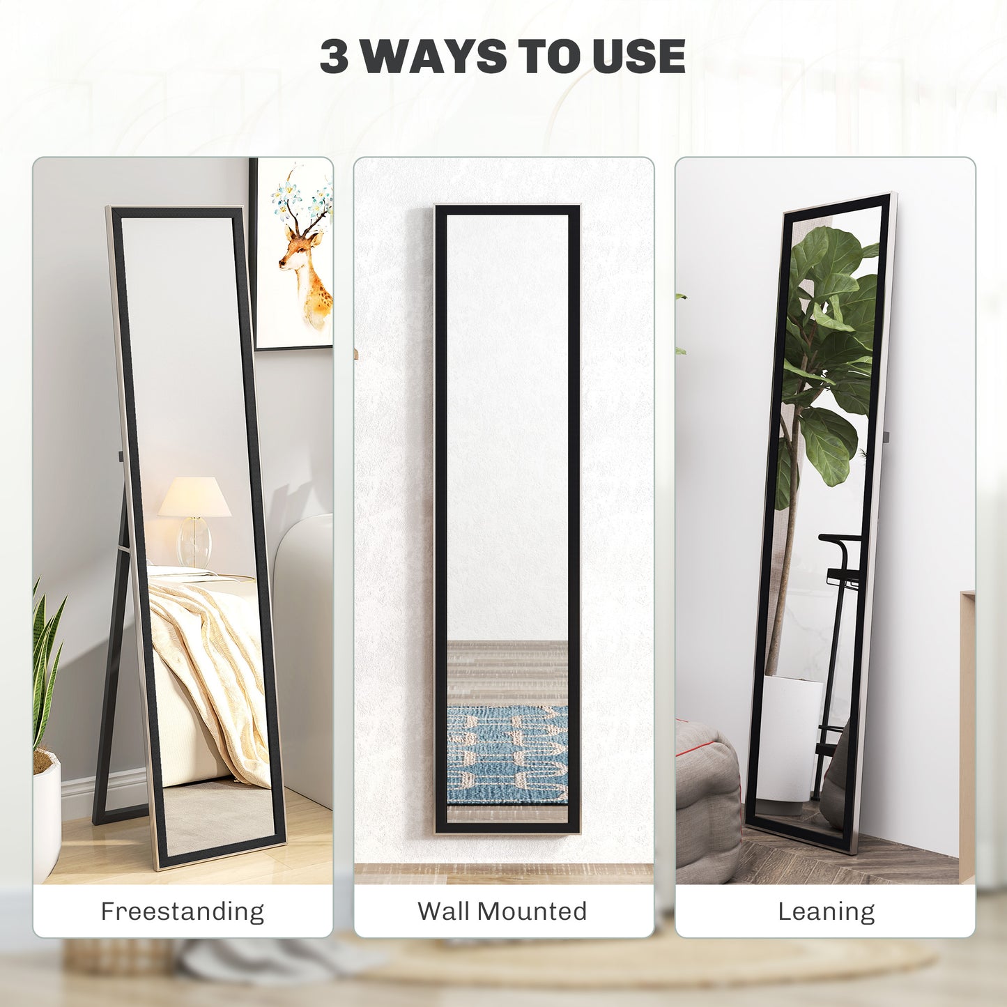 Glitter Frame Full-Length Mirror - Black
