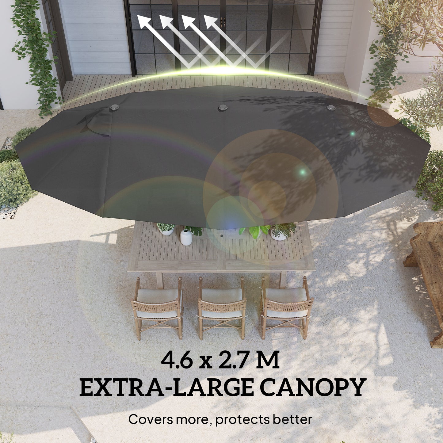 4.6m Double Garden Parasol - Black
