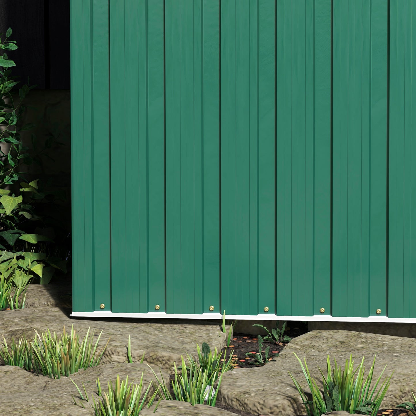 5 x 3ft Garden Storage Shed with Sliding Door and Sloped Roof Outdoor Equipment Tool, Green