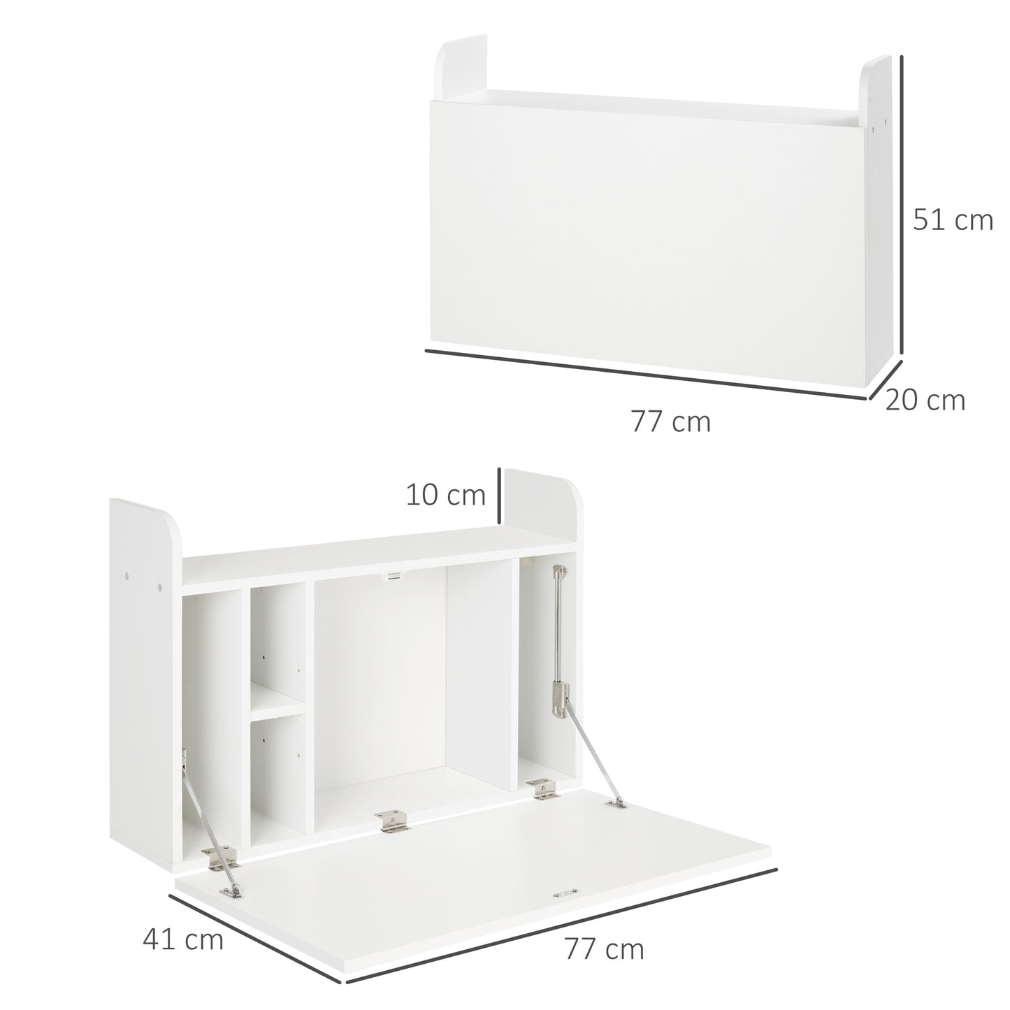 Wall Mounted Table, Drop Leaf Floating Laptop Desk with Space Saving Storage Compartments for Home Office and Study
