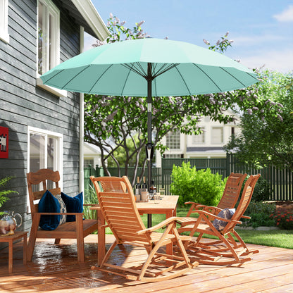2 m Shanghai Garden Parasol Umbrella with 16 Fibreglass Ribs, Outdoor Parasol Sun Shade with Crank & Tilt, Turquoise