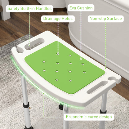 Shower Chair, Adjustable Height Shower Stool with Aluminium Frame and Non-Slip Feet