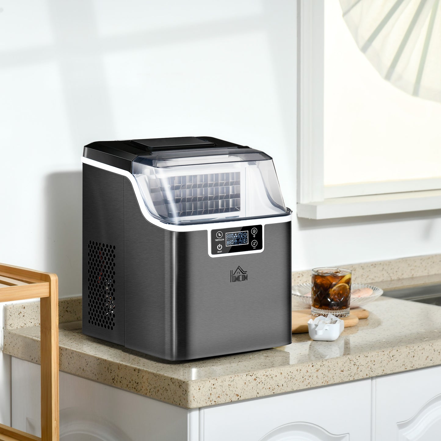 3.2L Compact Ice Machine, with LCD Screen and Accessories - Black