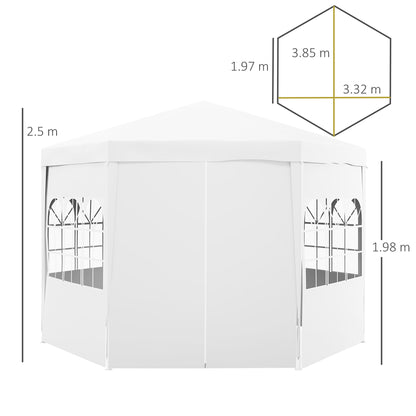 4 m Party Tent Wedding Gazebo Outdoor Waterproof PE Canopy Shade with 6 Removable Side Walls