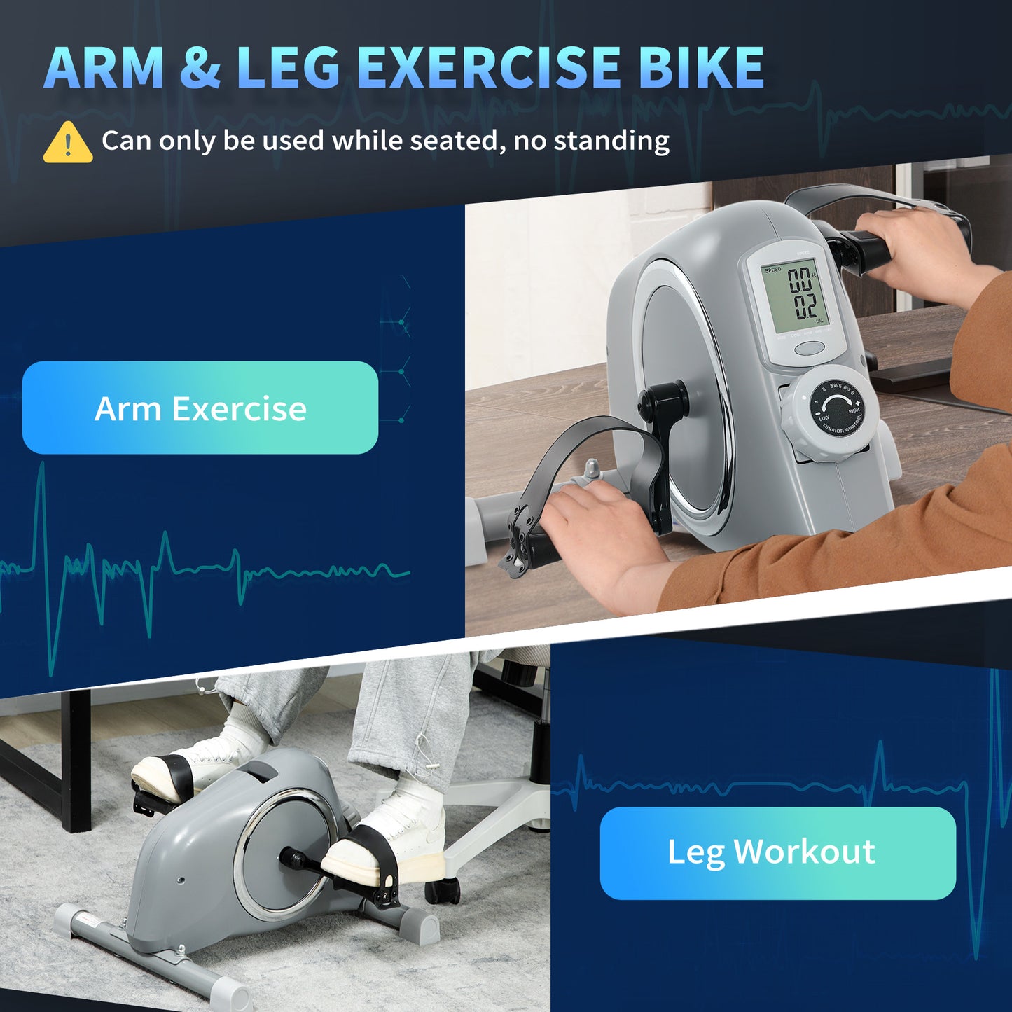 Pedal Exerciser with Eight Level Magnetic Resistance, with Eight-Level Magnetic Resistance, Grey