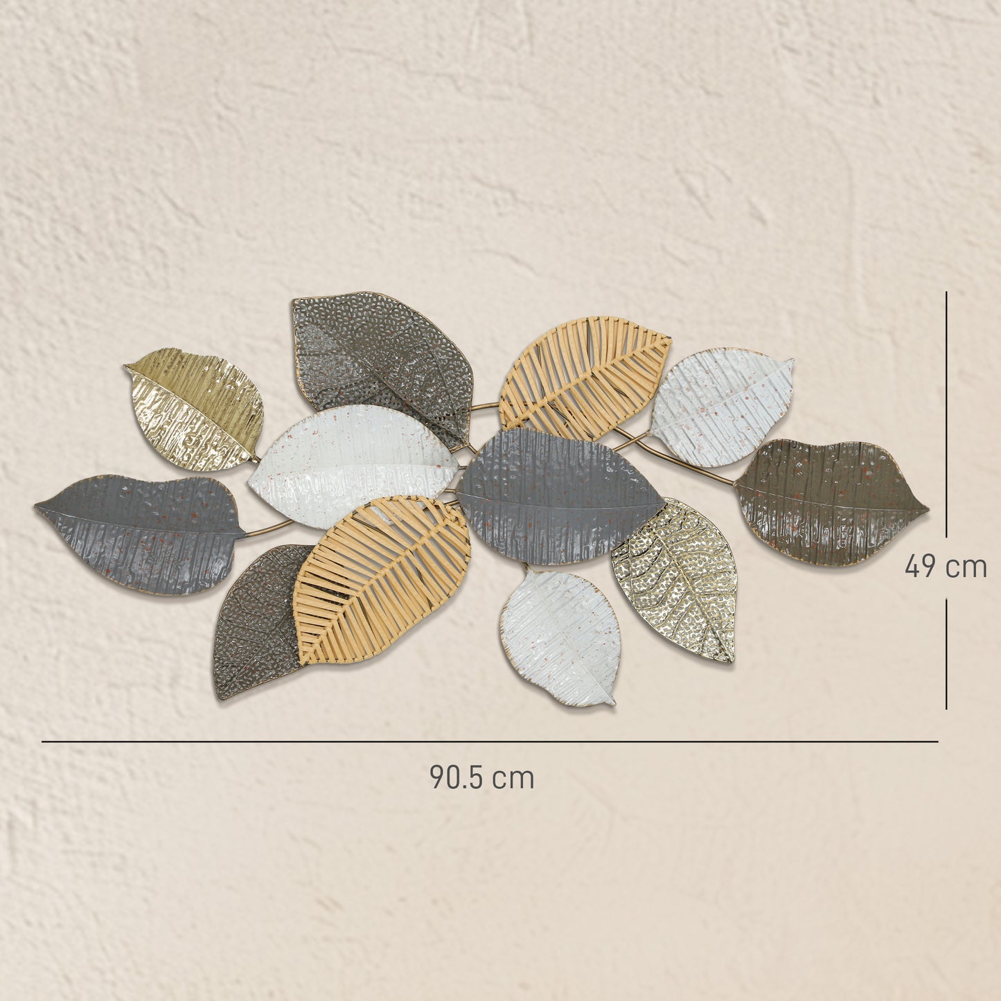 Metal Wall Art, Modern Hanging Wall Decor with Unique Leaf Design for Living Room Bedroom Entryway