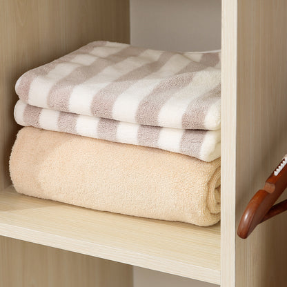 Open Wardrobe on Wheels, Bedroom Wardrobe with Clothes Hanging Rail, 3 Storage Shelves, Mobile Garment Rack for Cloakroom