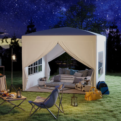 3 x 3m Pop Up Gazebo, Wedding Party Canopy Tent Marquee with Carry Bag and Windows, White