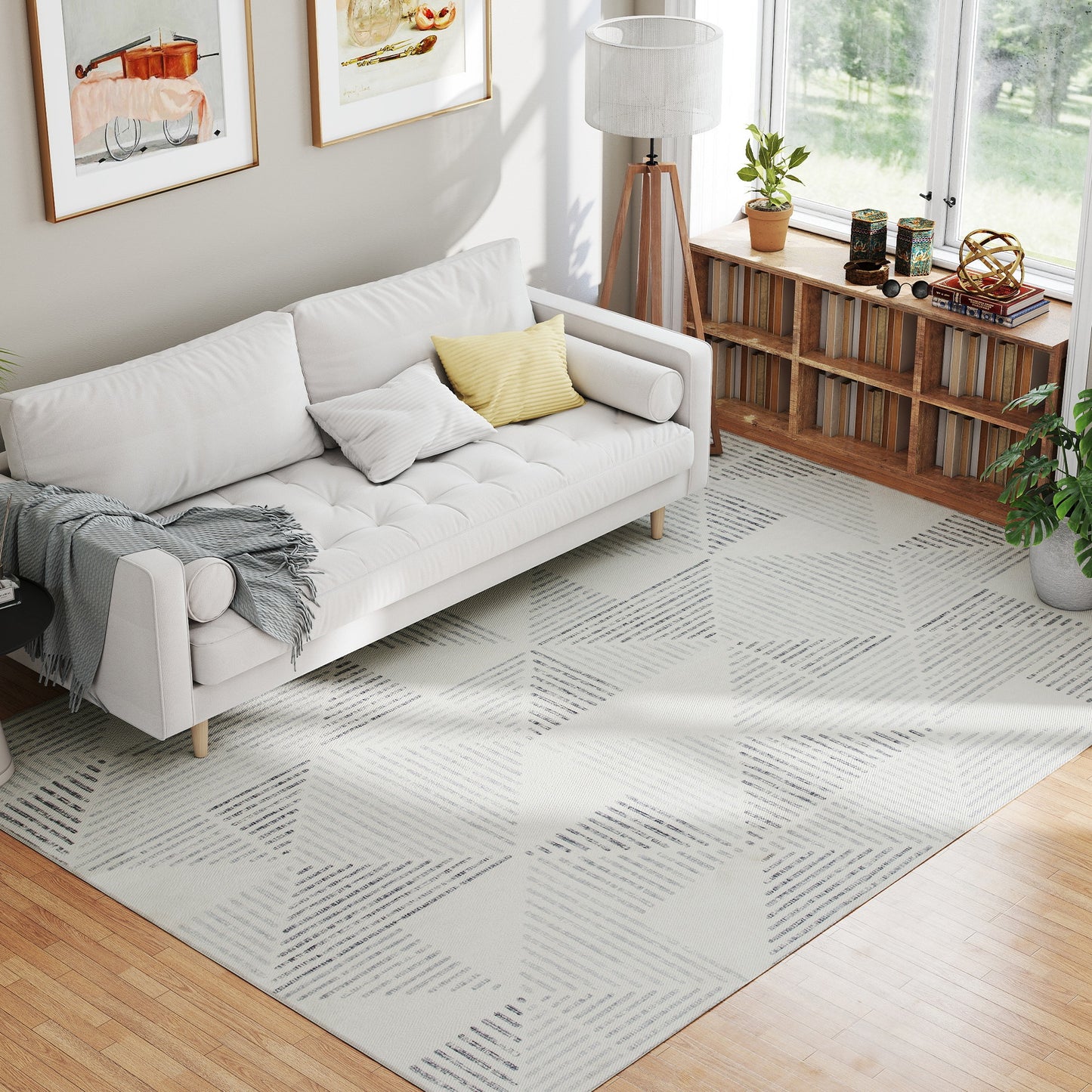 Modern Area Rug, Geometric Pattern Non-Slip Washable Rug, Soft Floor Carpet for Living Room, Bedroom, Dining Room