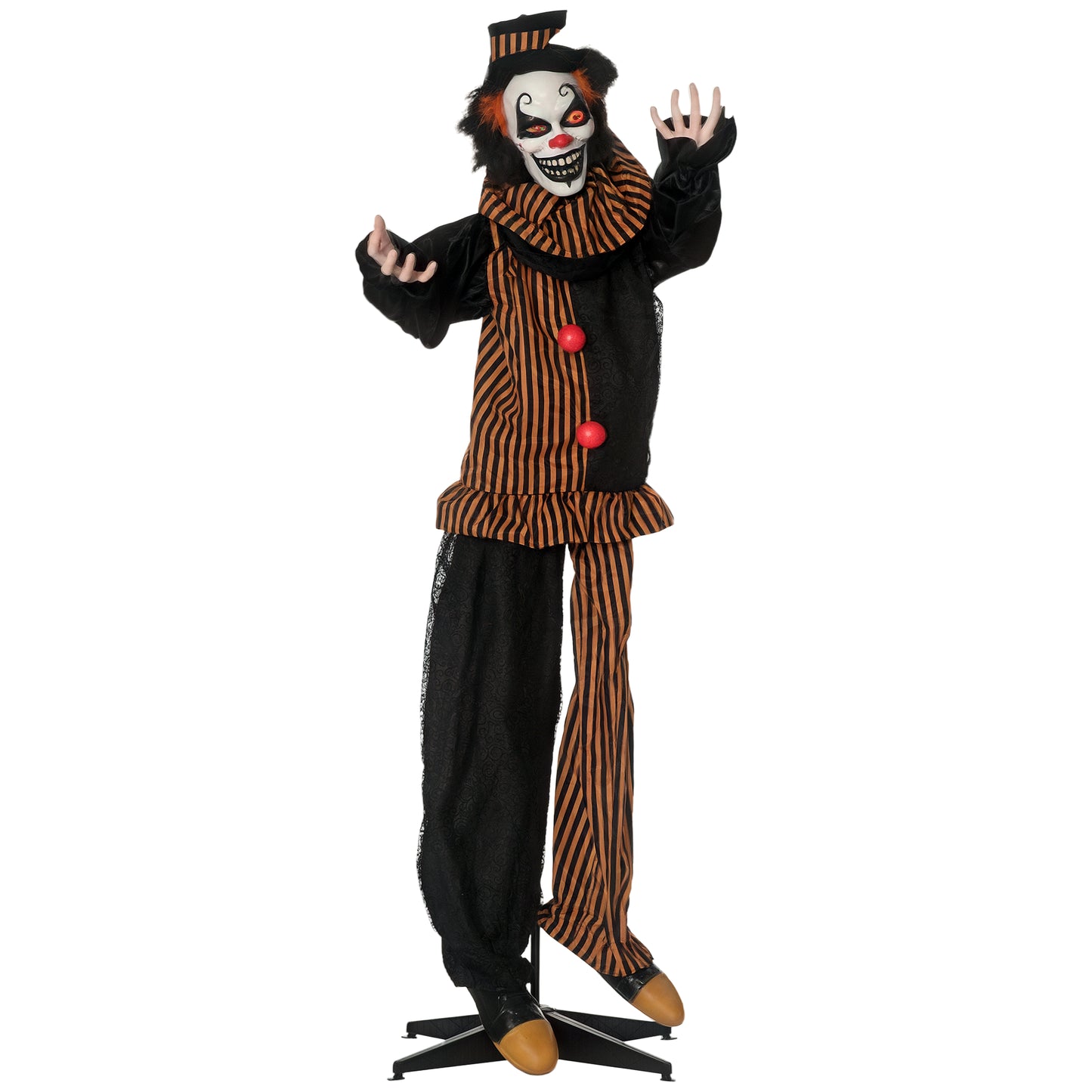 67 Inch Life Size Outdoor Halloween Decorations Talking Circus Clown, Animated Prop Animatronic Decor with Light Up Eyes