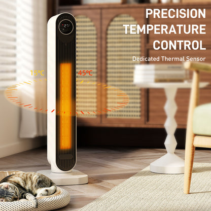 2000W Ceramic Electric Heater with Fan, Timer, Oscillation - White