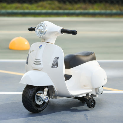Vespa Licensed 6V Kids Electric Motorbike Ride On Motorcycle Battery Powered for 18-36 Months with Horn Light White