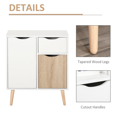 Sideboard Floor Cabinet Storage Cupboard with Drawer and Solid Wood Legs for Bedroom, Living Room, Entryway, Brown