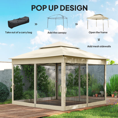 3 x 3(m) Pop Up Gazebo, Double-roof Garden Tent with Netting and Carry Bag, Party Event Shelter for Outdoor Patio