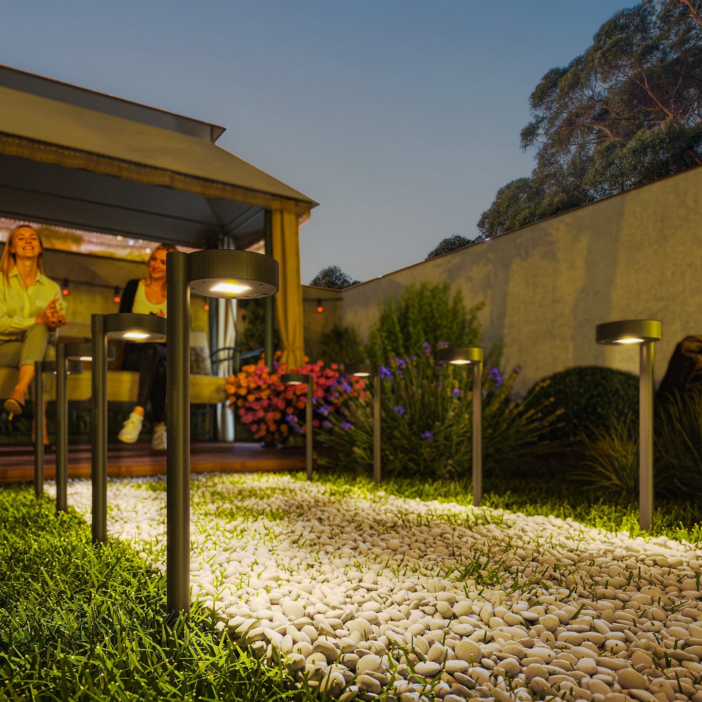 Solar Lights Outdoor Garden Stake 8 Pack Pathway Lighting, Solar Stake Lights with Auto On/Off LED