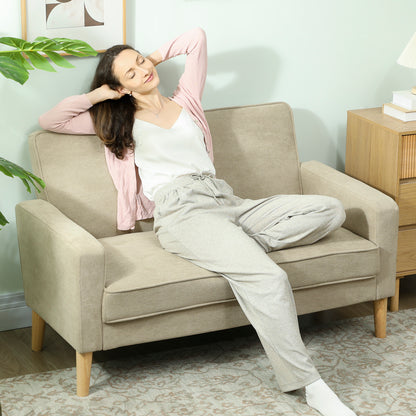 Two-Seater Velvet-Feel Sofa - Beige