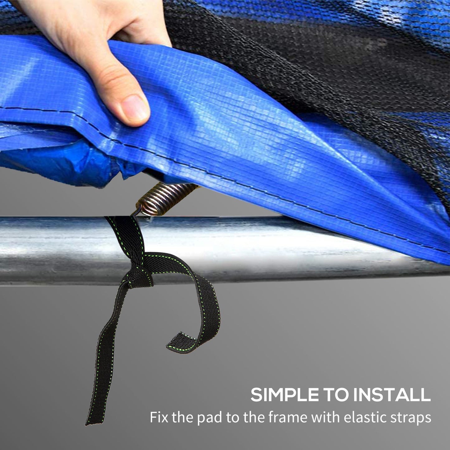 8FT Trampoline Spring Cover, Plastic Trampoline Pad Replacement with Elastic Cord, Waterproof