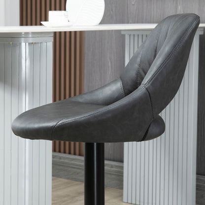 Bar Stools Set of 2, PU Leather Swivel Barstools with Backrest and Footrest for Kitchen, Counter, Breakfast Bar, Grey
