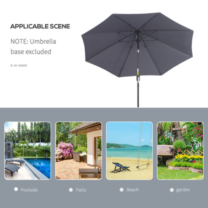 2.7M Garden Parasol Umbrella with Glass Fibre Ribs and Aluminium Frame, Tilting Sun Shade Shelter Canopy, Charcoal Grey