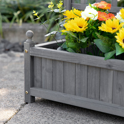 Garden Planters with Trellis for Climbing Vines, Wood Raised Beds for Garden, Flower Pot, Indoor Outdoor, Grey