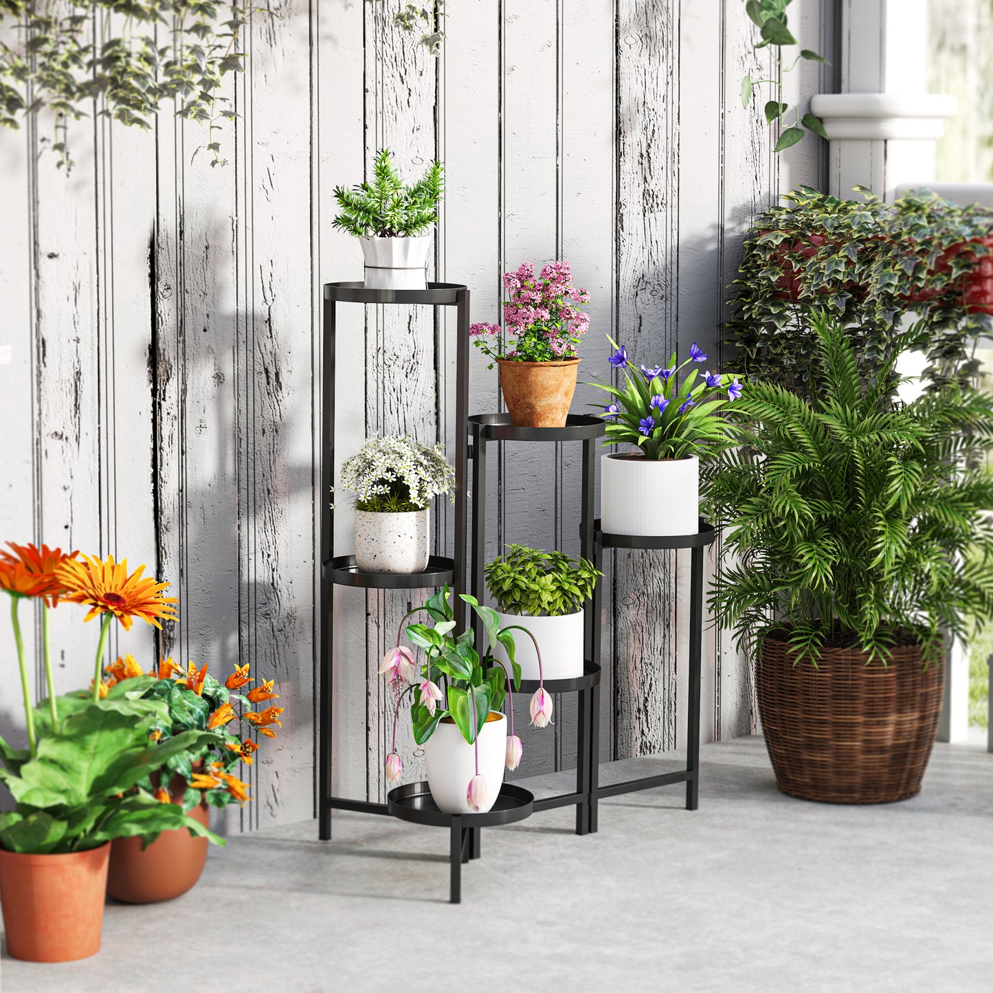 3 Tier Plant Stand Indoor Outdoor, Foldable Corner Plant Stands for Multiple Plants