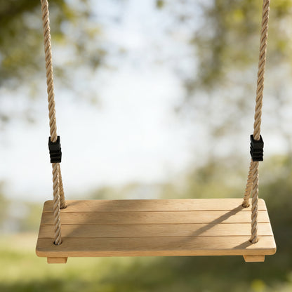 Wooden Swing Seat, Kids Swing Set with Adjustable Rope and Tree Straps, Outdoor Playground Playset for Kids