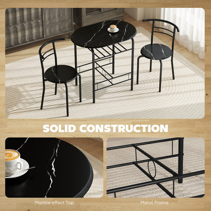 Three-Piece Compact Dining Set - Black