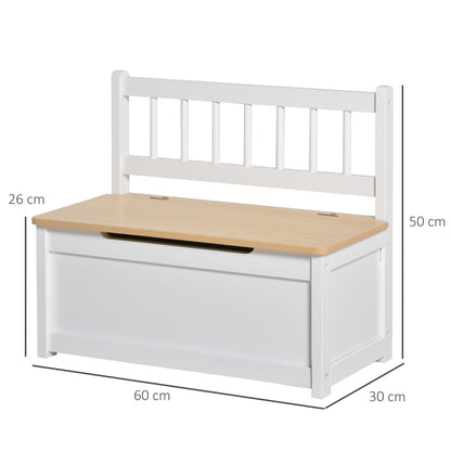 2 In 1 Wooden Toy Box, Seat Storage Bench, Storage Chest Cabinet Organiser, with Safety Pneumatic Rod