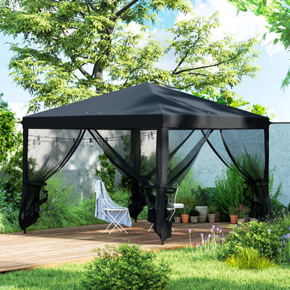 3 x 3 m Pop Up Gazebo, 420D Garden Tent Canopy with Removable Mesh Sidewall Netting, Carry Bag for Garden Patio Outdoor