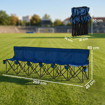 6 Seater Folding Camping Chair with Cup Holder & Carry Bag - Blue