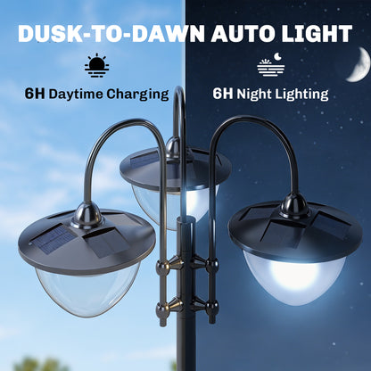 189cm 3-head Solar Lamp Post, Street Light with Planter, Automatic-on, 6 Hour Max Outdoor Ready LED Lighting, Black
