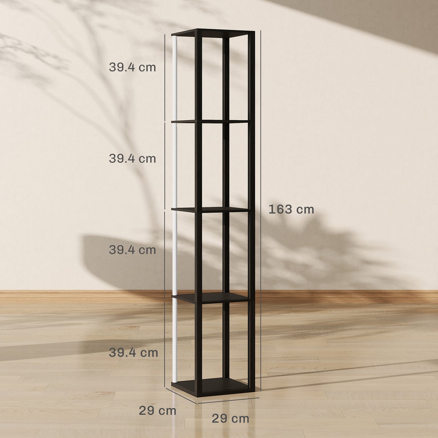 RGB LED Floor Lamp with Shelves, Modern Dimmable Standing Lamp with Remote Control