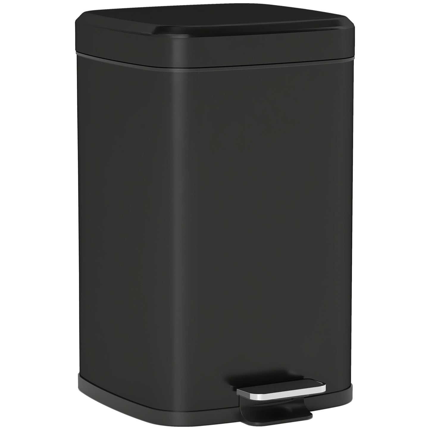 20L Modern Boxy Metal Home Kitchen Bin - Black