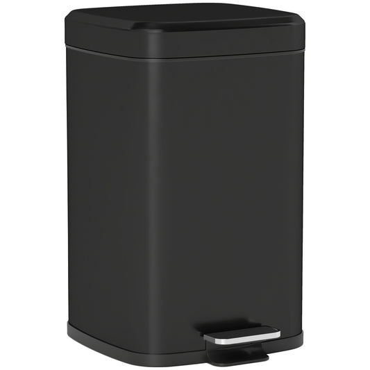 20L Modern Boxy Metal Home Kitchen Bin - Black