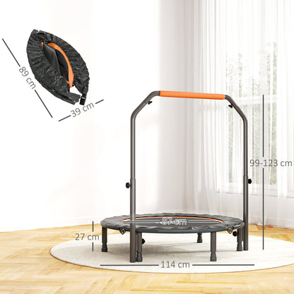 45" Foldable Mini Fitness Trampoline, with Adjustable Foam Handle, Orange