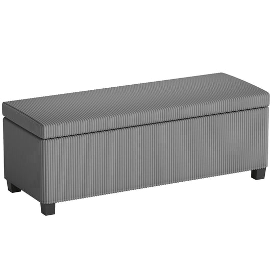 84L Corduroy Storage Ottoman - Grey